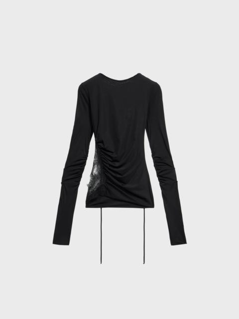 JERSEY TOP WITH SCALLOPED LACE INSERTS