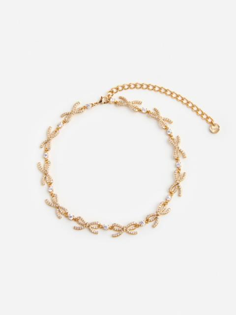 Gold Crystal Bows Necklace