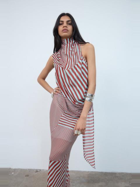 MENORCA TOP IN MAROON & TURQUOISE VISCOSE GEORGETTE