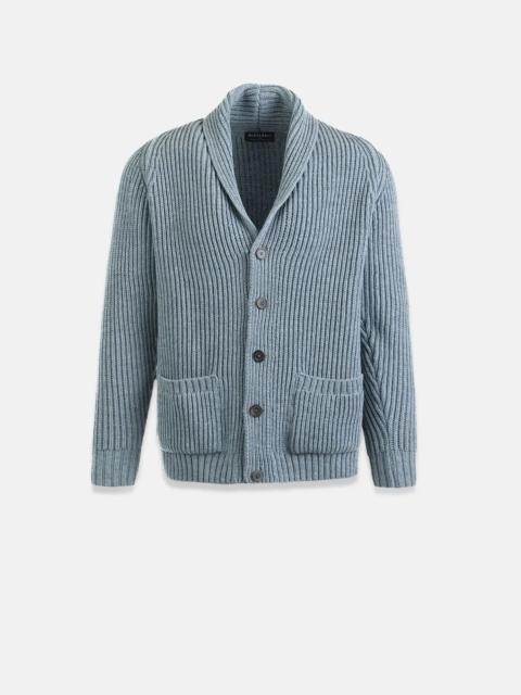 Men's Shawl Collar Cardigan Light Blue