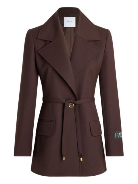 single-breasted belted wool jacket