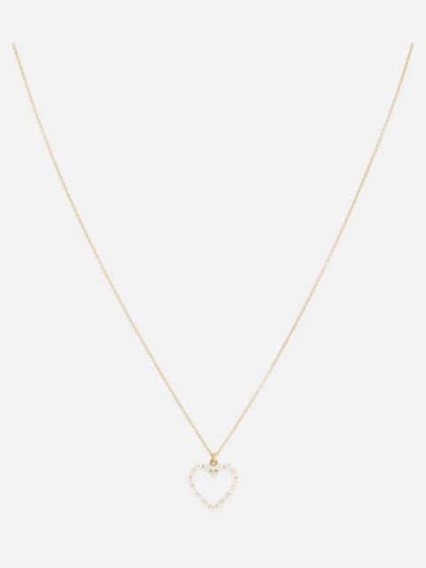 Pearl Heart 14kt gold pendant necklace with pearls