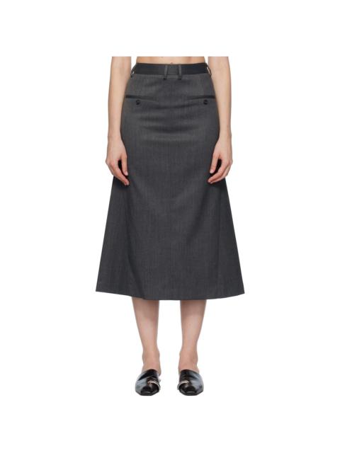 Gray Tailored Midi Skirt