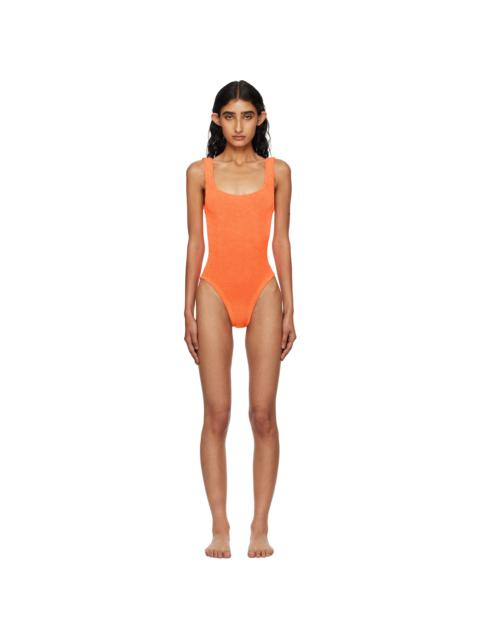 Orange Square Neck Swimsuit