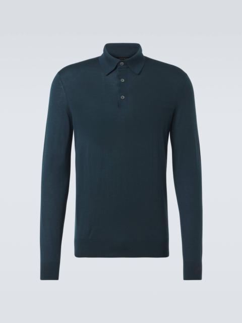 Cashmere and silk polo shirt