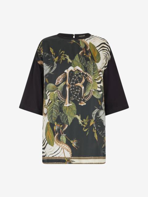 T-Shirt With Mirror Snake Monogram And Jungle Print