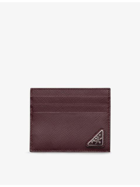 Triangle-plaque leather card holder