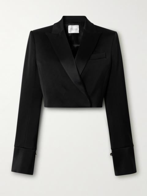 Strata Cropped Double-breasted Duchesse-satin Blazer