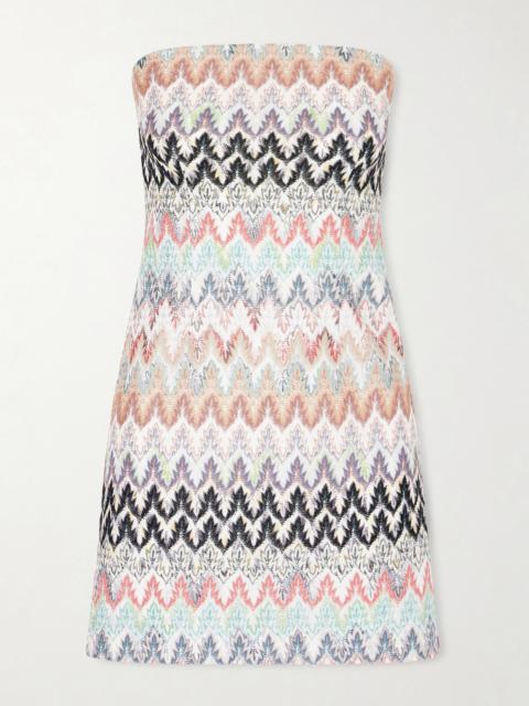 Striped Metallic Crochet-knit Mini Dress