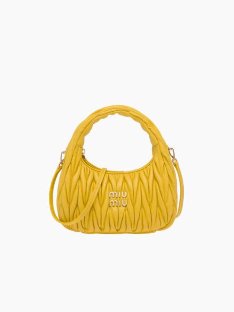 Miu Wander matelassé nappa leather mini hobo bag