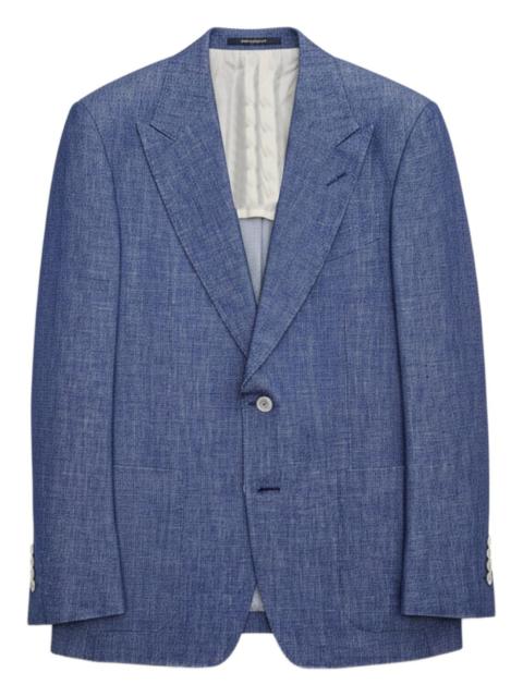 peak-lapel buttoned blazer