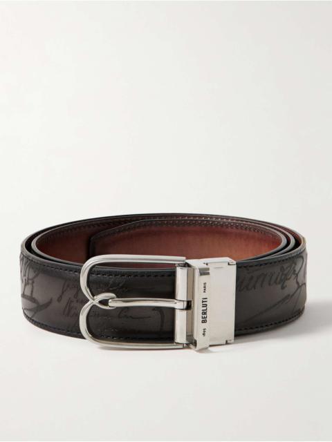 B Volute Scritto 3.5cm Reversible Venezia Leather Belt