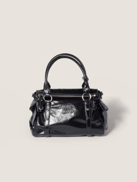 Shiny leather top-handle bag