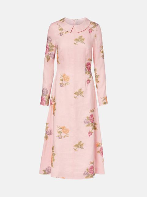 Floral linen midi dress