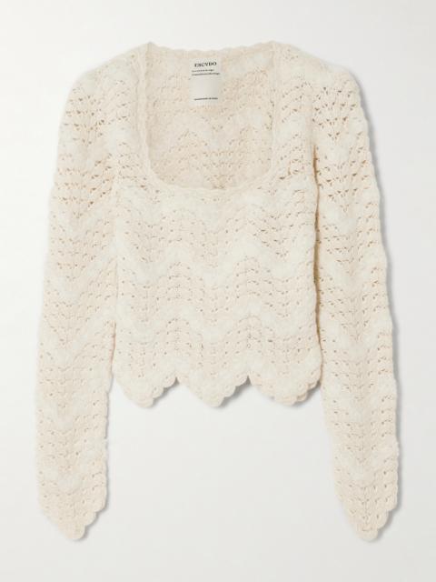 Brisa Scalloped Crocheted Alpaca Top