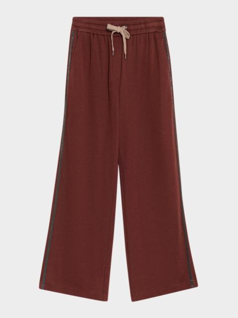 Cotton Silk Wide-Leg Drawstring Pants