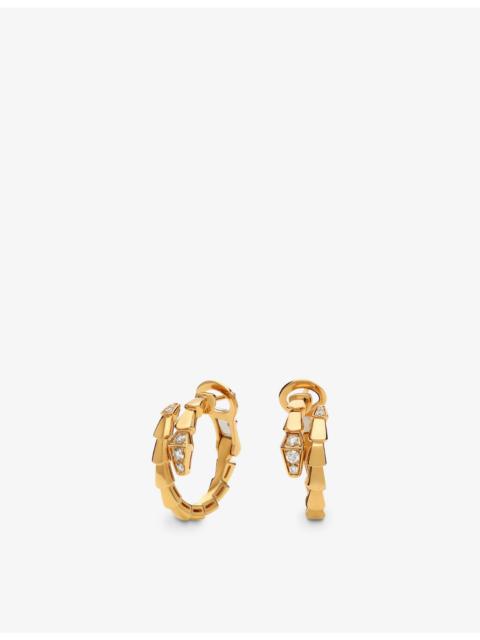Serpenti Viper 18ct yellow-gold and 0.18ct diamond hoop earrings