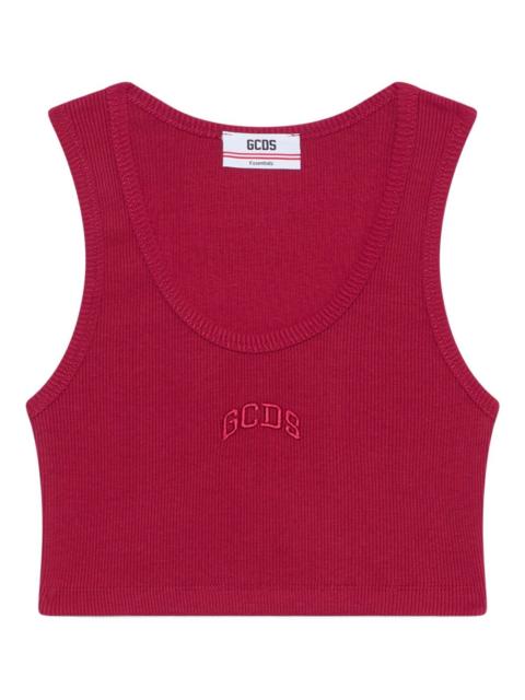 ribbed embroidered-logo tank top