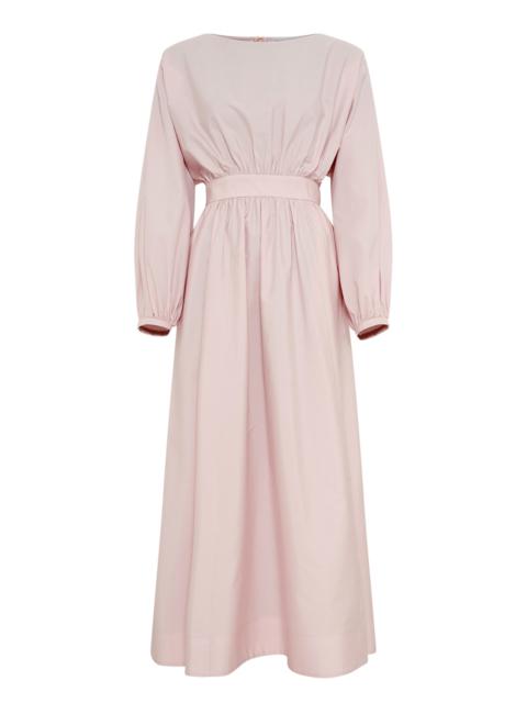 Gabriela Maxi Shirt Dress In Pink With Purple Floral
