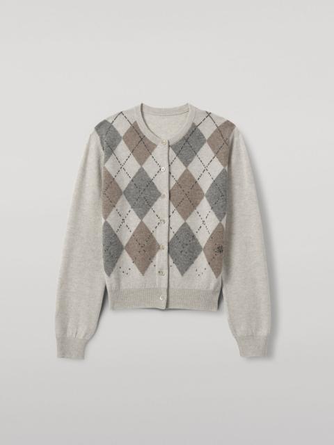 Clan Natural Argyle Cashmere Cardigan