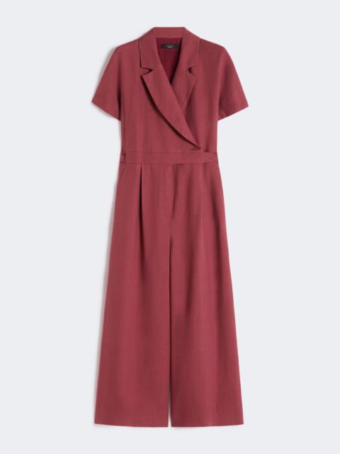Viscose and linen batavia jumpsuit - CHERRY