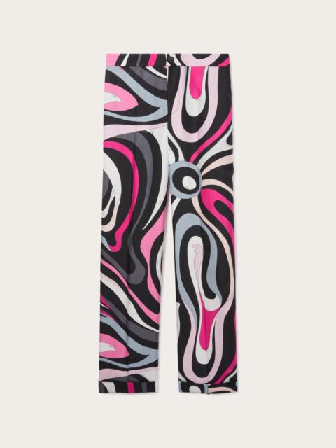 MARMO PRINT STRAIGHT SILK TWILL PANTS