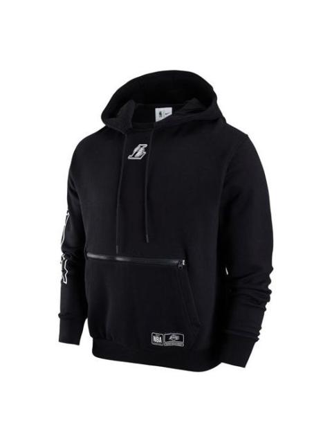 Men's Air Jordan NBA Los Angeles Lakers Printing Knit Fleece Pullover Black DH9454-010