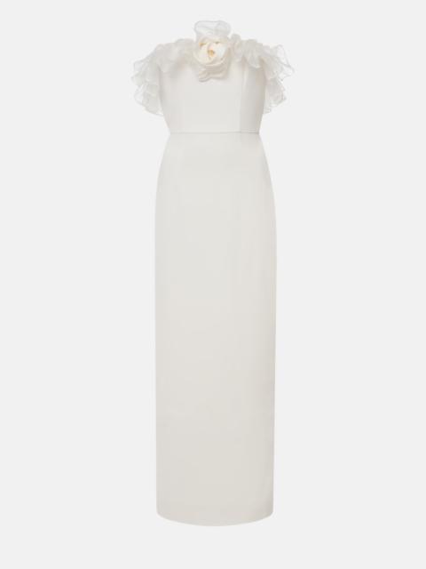 CADY BUSTIER DRESS WITH ORGANZA RUFFLE DETAILS