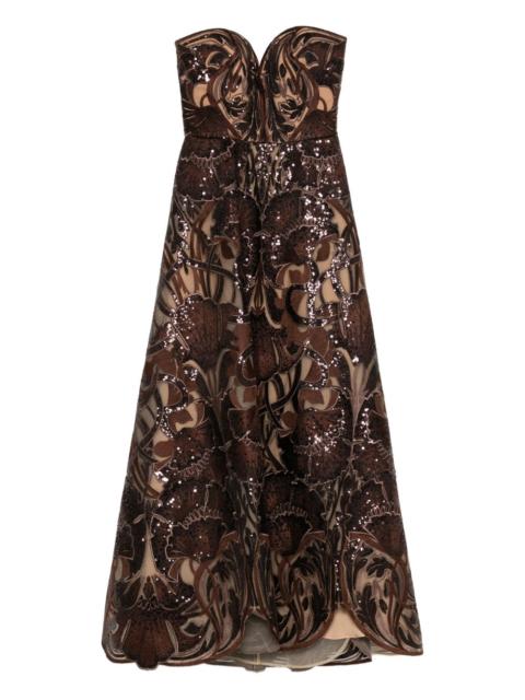 sequin-embellished embroidered maxi dress