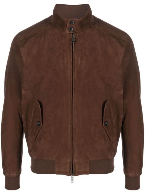 G9 Harrington panelled suede jacket