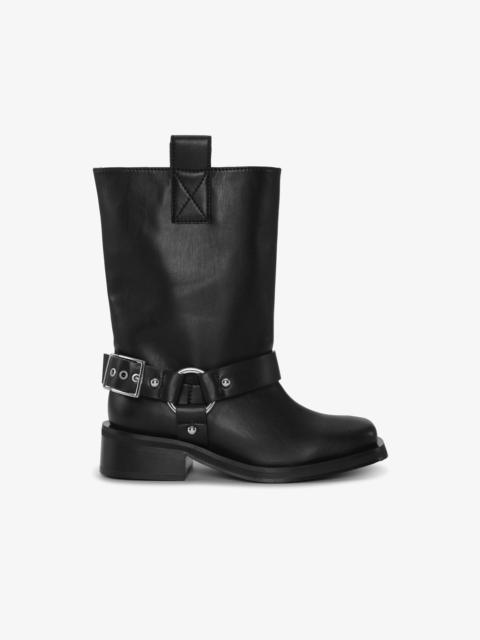 BLACK MID SHAFT BIKER BOOTS