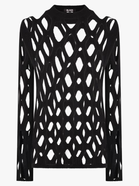 MESH L/S KNITTED TOP | BLACK