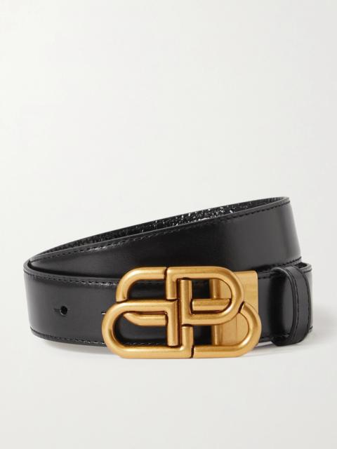 Bb Reversible Croc-effect And Smooth Leather Waist Belt