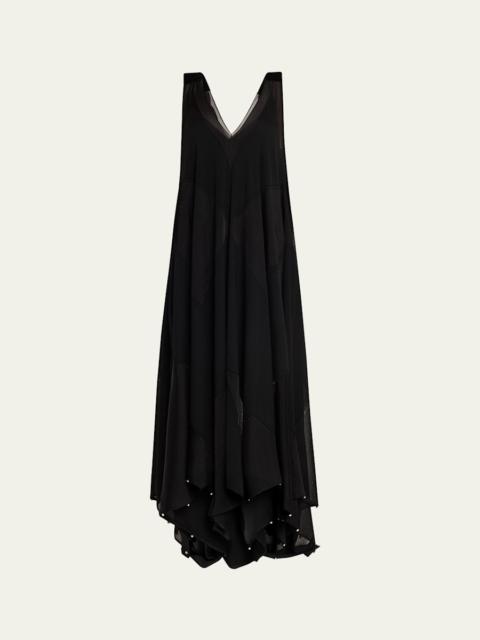 Flowy Bow Asymmetric Maxi Dress