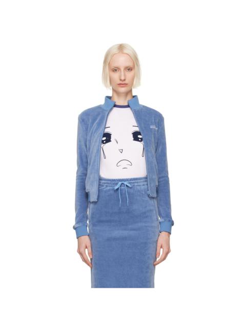 Blue Crop Zip-Up Track Jacket