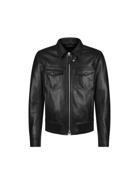 NAPPA GRAIN LEATHER COLLAR BLOUSON