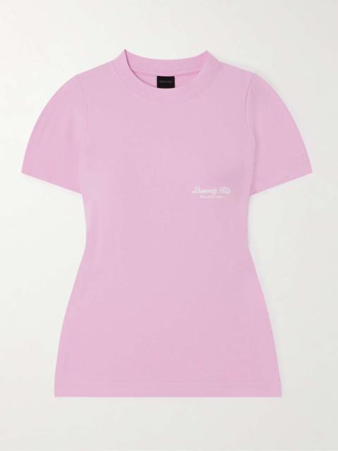 Embroidered stretch-cotton jersey T-shirt