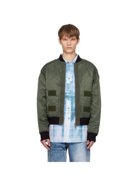 Khaki Flight Layered Washed Bomber Jacket