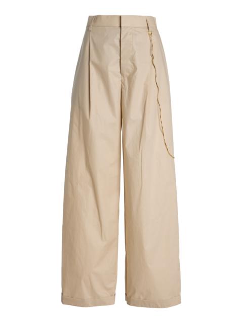Danielle Wide-Leg Cotton Poplin Trousers neutral