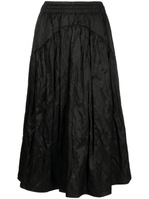 elasticated-waist gathered midi skirt