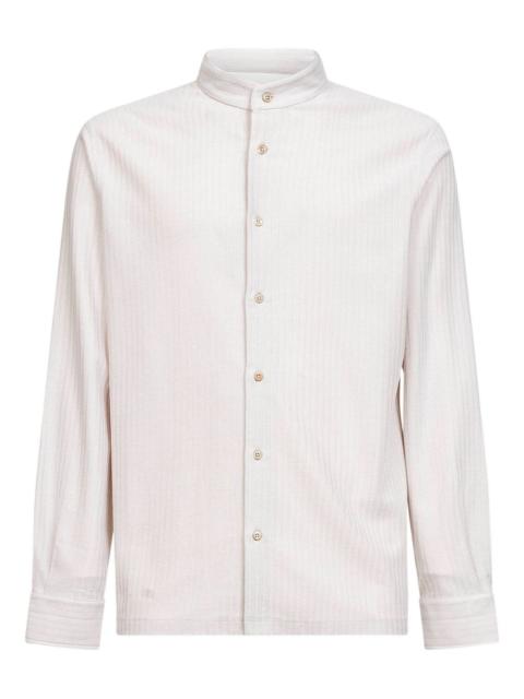 mandarin collar long-sleeves shirt
