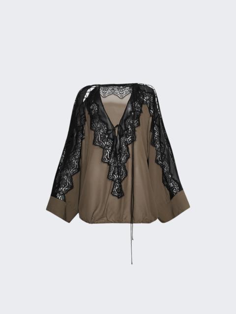 Verve Lace Blouse Eucalypt And Black