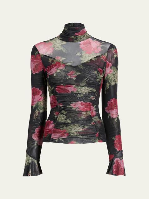 Baroque Roses Lucy Turtleneck Mesh Top
