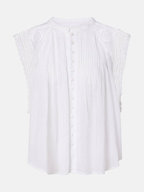 Grecia lace-trimmed cotton blouse