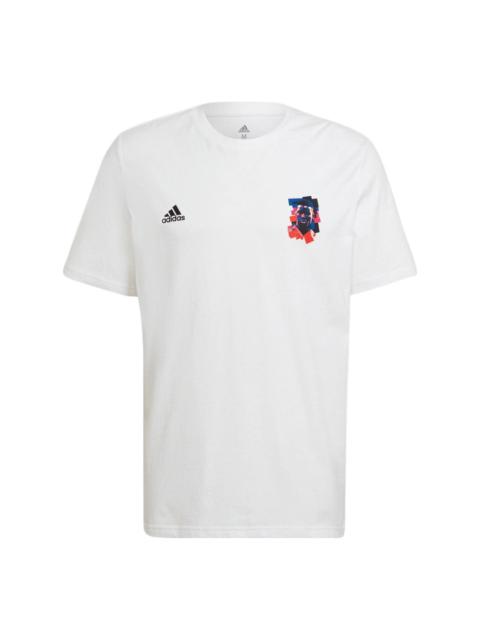 adidas Paul Pogba Alphabet Printing Soccer/Football Sports Short Sleeve White HA0934