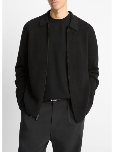 Wool-Blend Two-Way Zip Cardigan