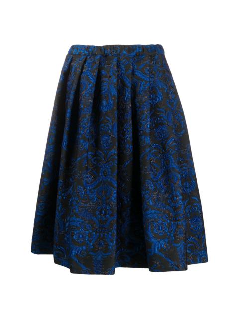pleated floral embroidered skirt