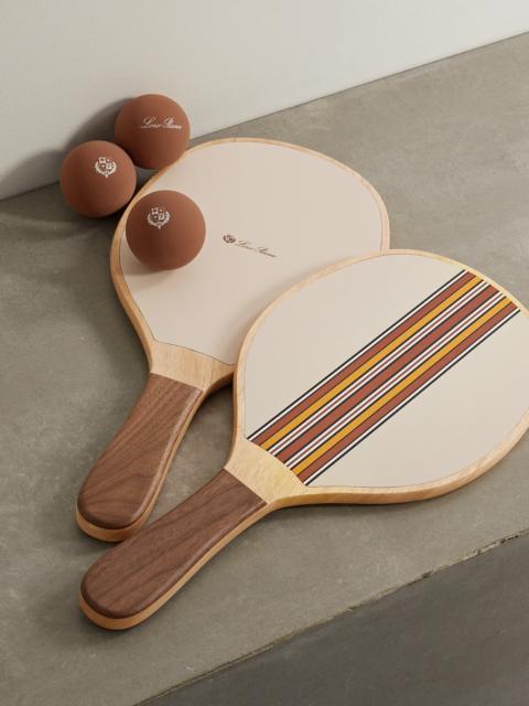 The Suitcase Stripe Wood And Leather Paddleball Set