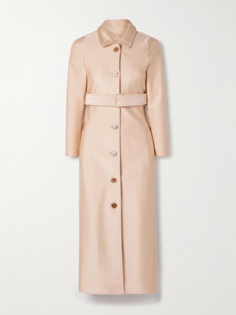 Belted Stretch-satin Trench Coat