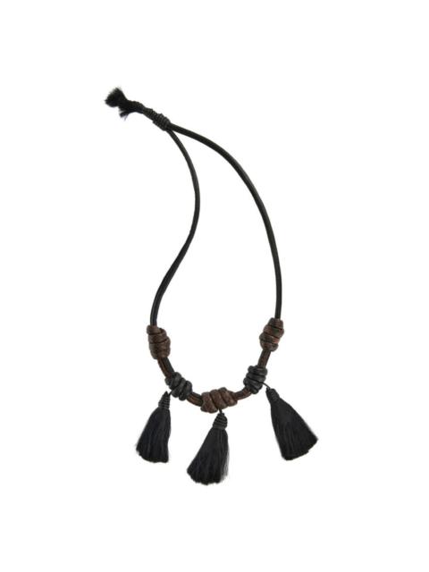 leather-knotted tassel necklace